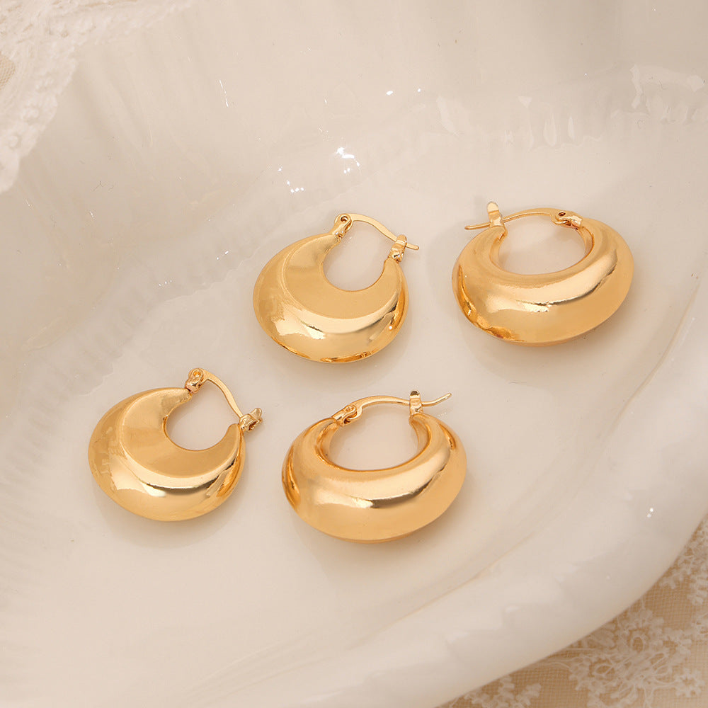 18K Gold PVD Polished Stainless Steel Hoop Earrings