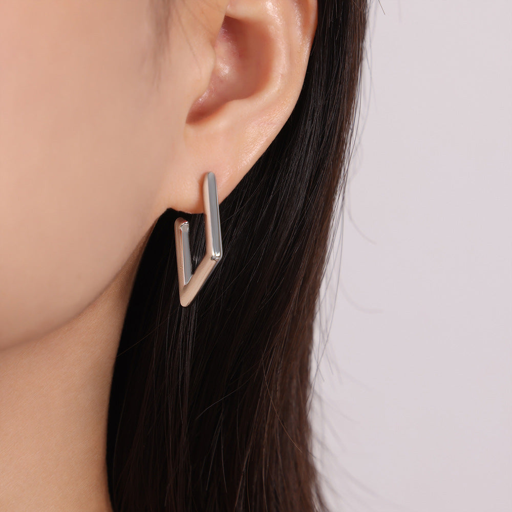 Stainless Steel Textured Hoop Earrings