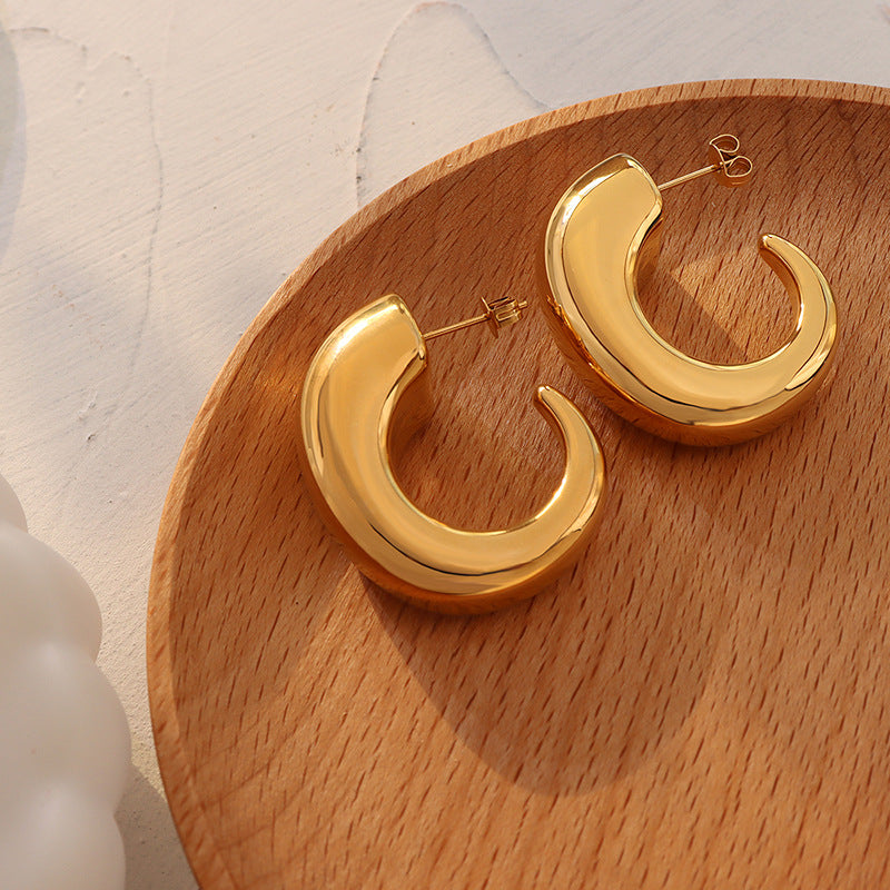 18K Gold PVD Stainless Steel Polished Hoop Earrings