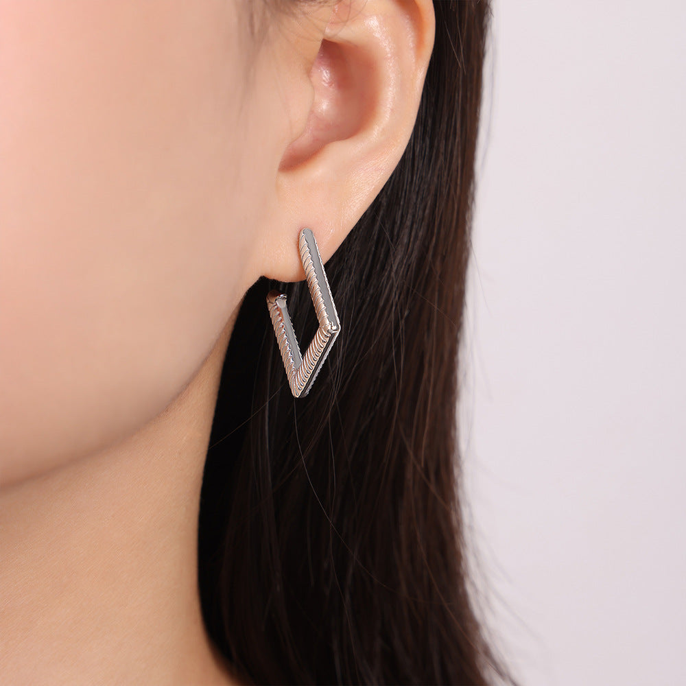 Stainless Steel Textured Hoop Earrings