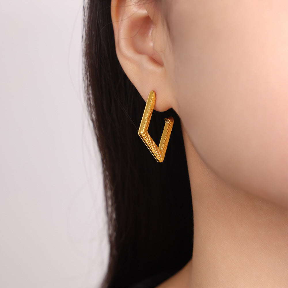 Stainless Steel Textured Hoop Earrings