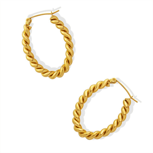 Stainless Steel 18K Gold PVD Twist Hoop Earrings