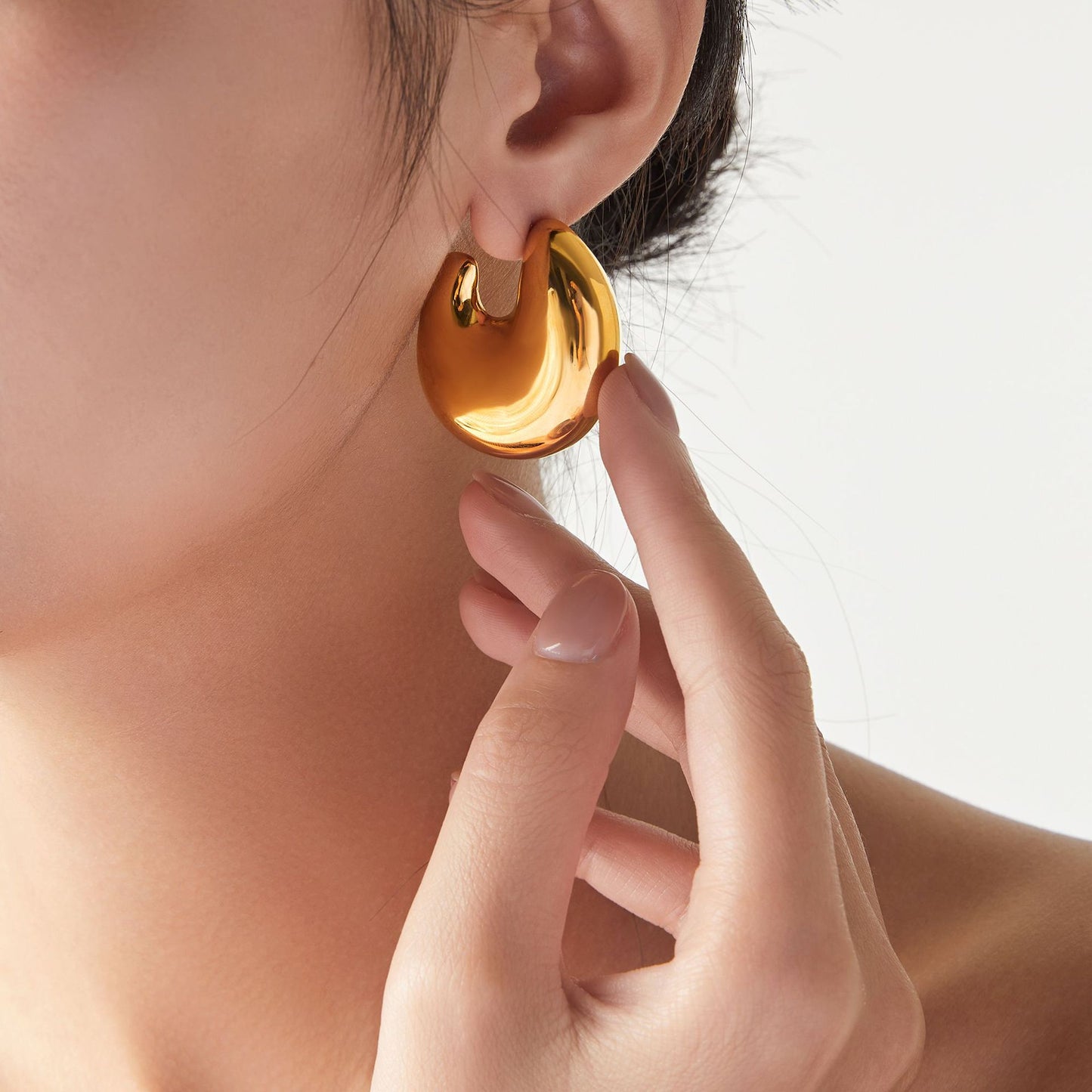 Stainless Steel Geometric Hollow Chunky Earrings