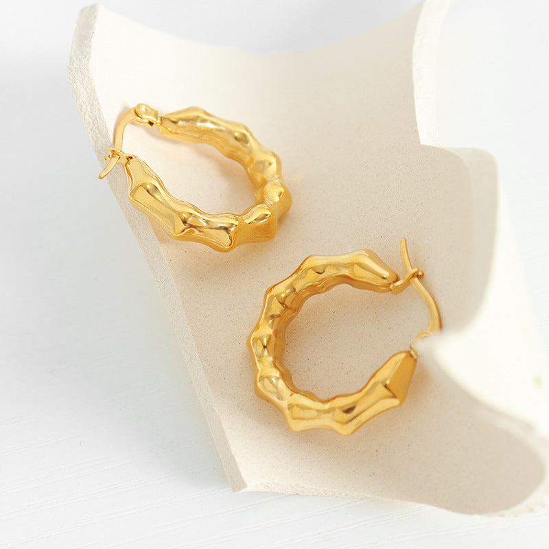 Stainless Steel Creative Wave Hoop Earrings