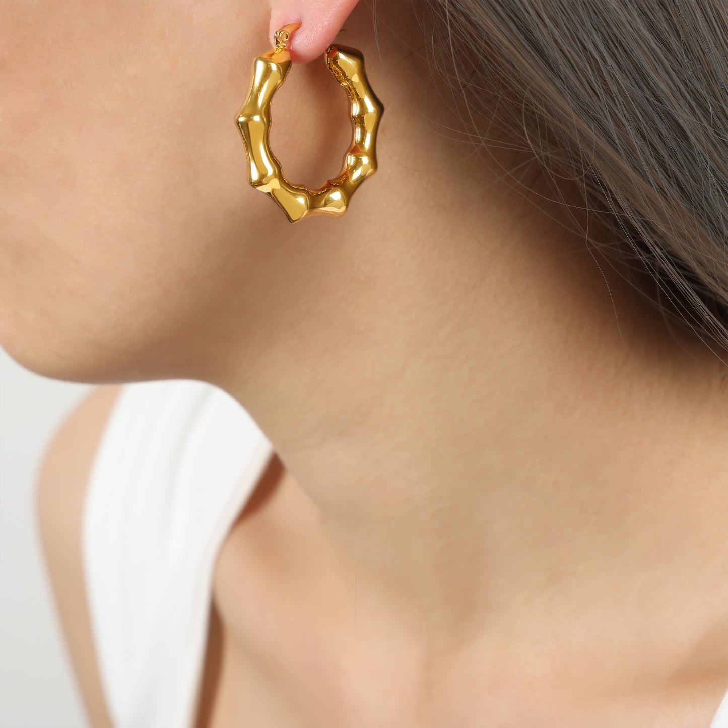 Stainless Steel Creative Wave Hoop Earrings
