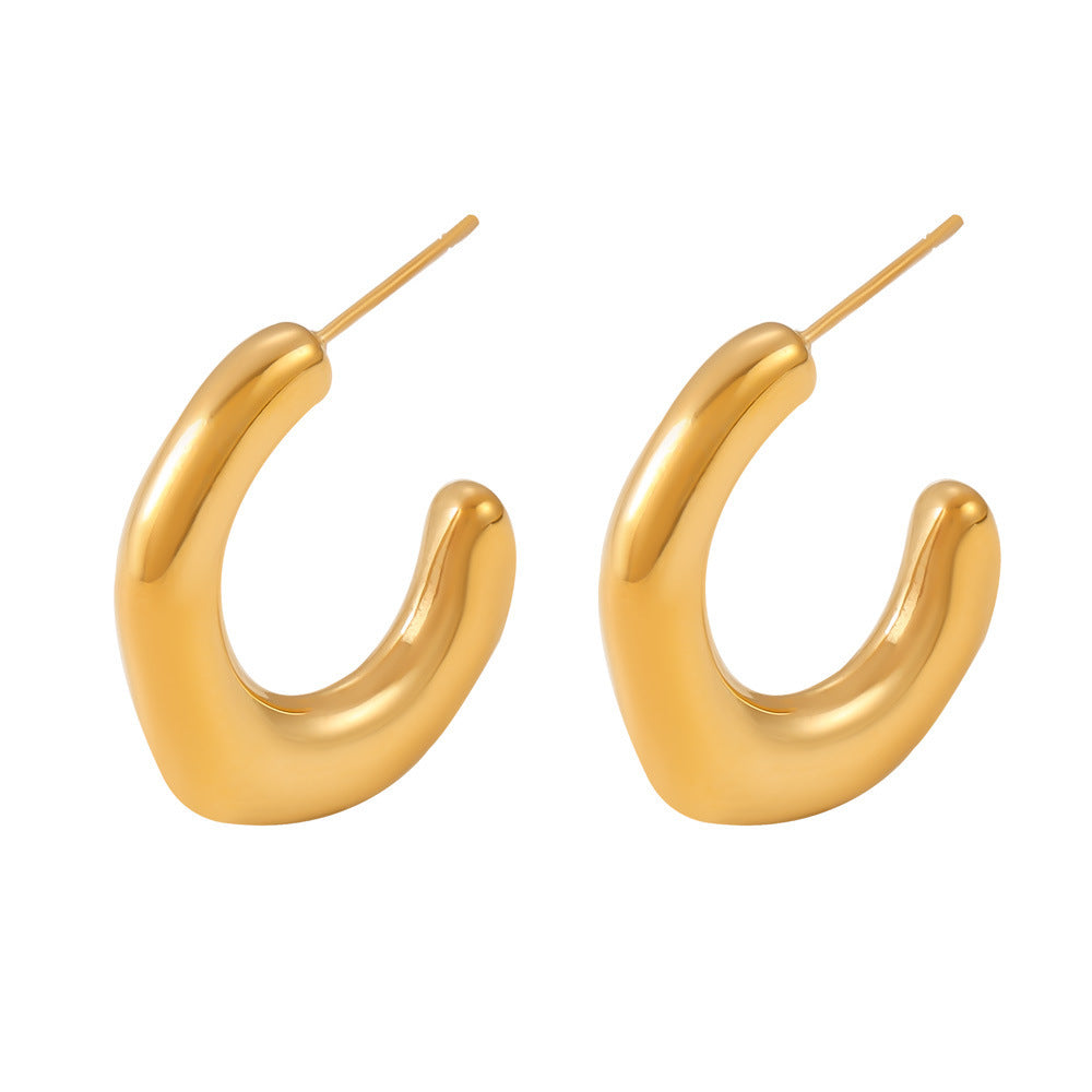 Stainless Steel 18K Gold PVD Polished Irregular Hoop Earrings