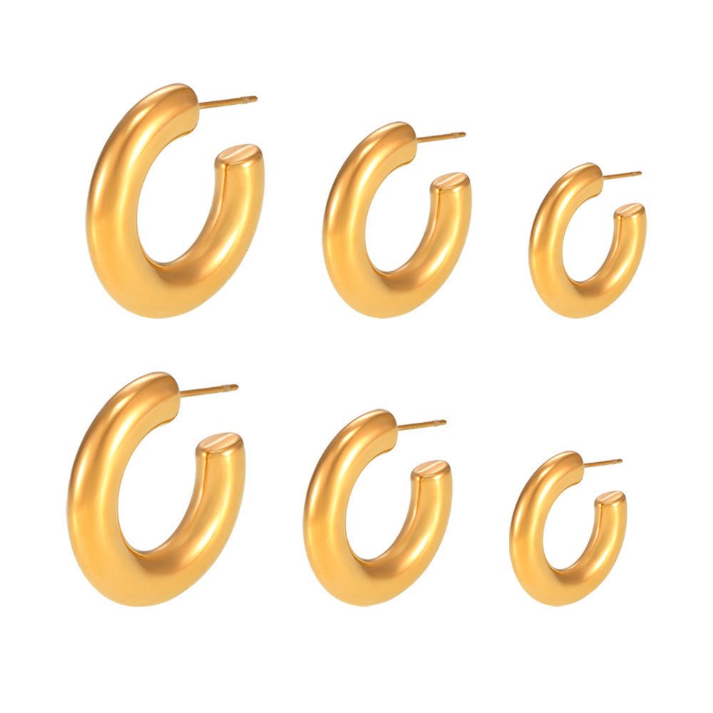 Stainless Steel Minimalist Polished Hoop Earrings