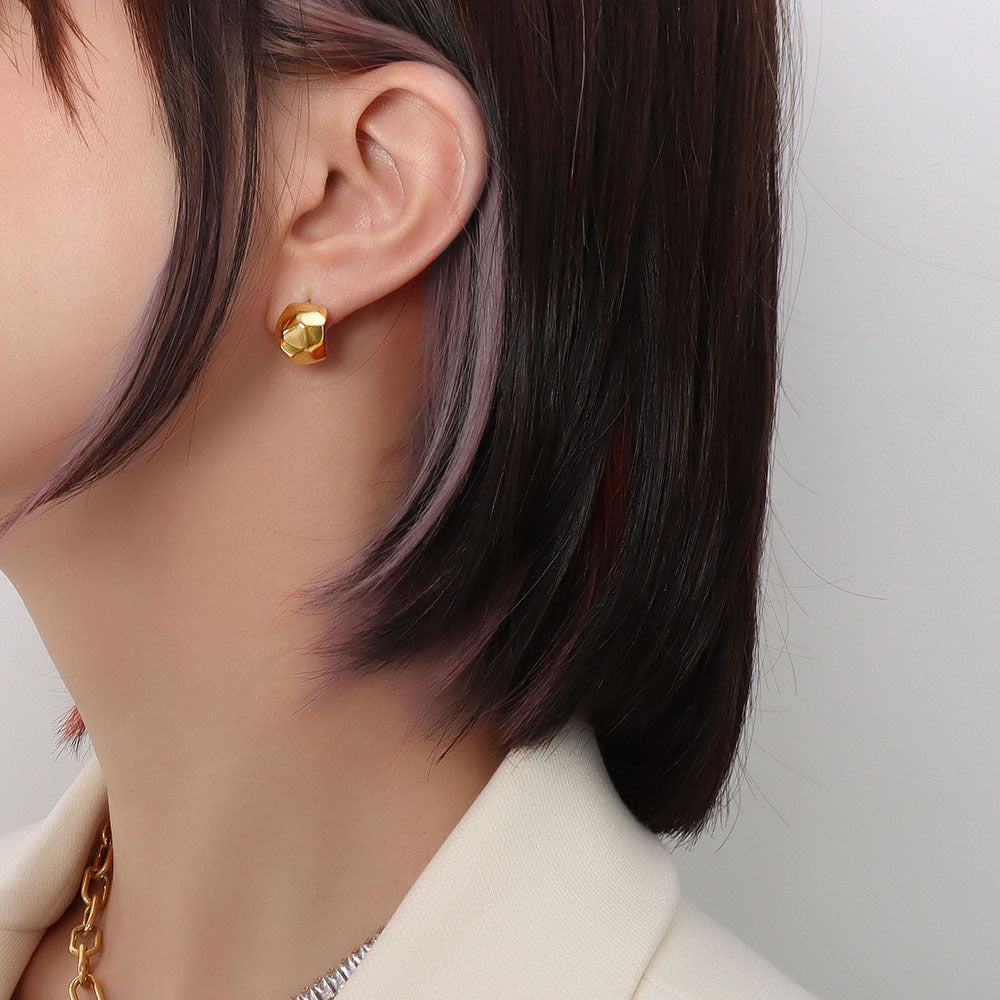 Stainless Steel Creative Diamond Shaped Hoop Earrings