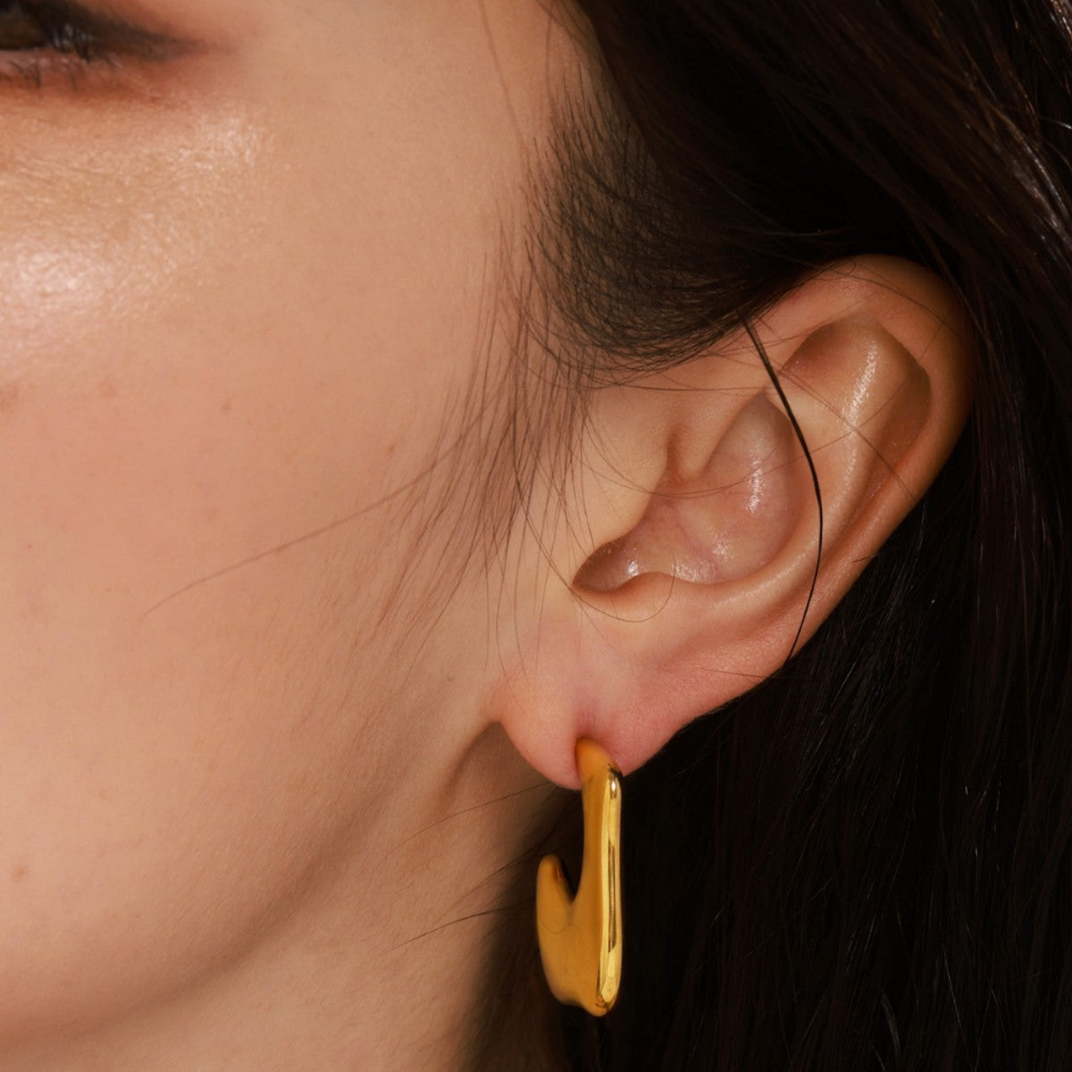 Stainless Steel Irregular Texture Women's Hoop Earrings