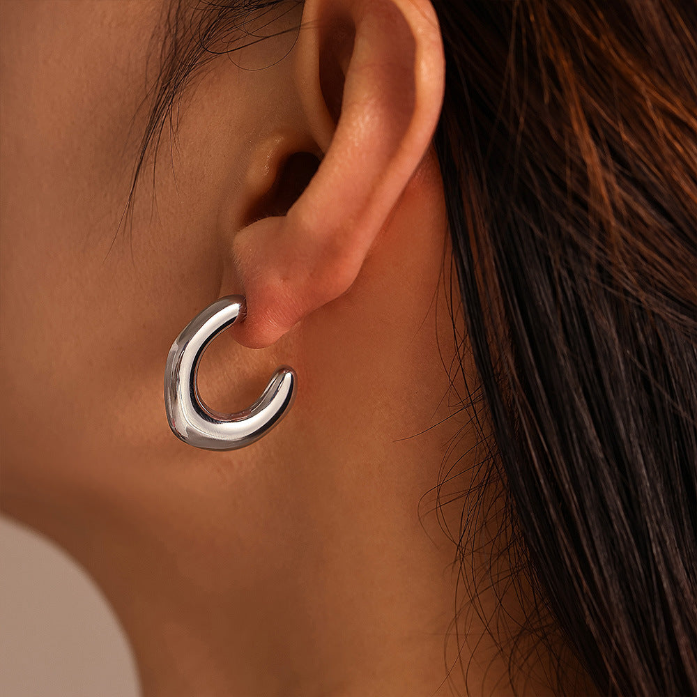 Stainless Steel 18K Gold PVD Polished Irregular Hoop Earrings