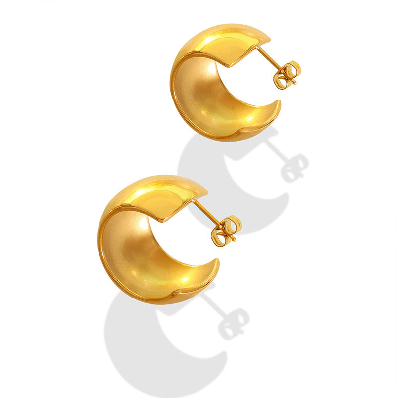 Stainless Steel Spherical Polished Hoop Earrings