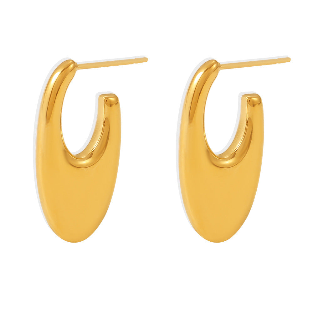 18K Gold PVD Stainless Steel Polished Women's Hoop Earrings