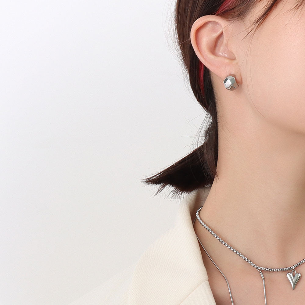 Stainless Steel Creative Diamond Shaped Hoop Earrings