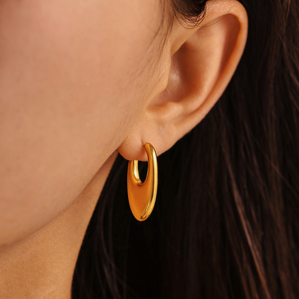 18K Gold PVD Stainless Steel Polished Women's Hoop Earrings