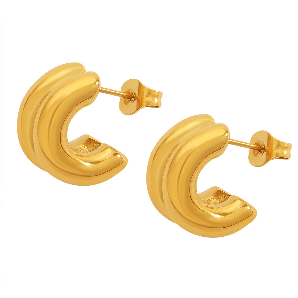 Stainless Steel Double Layer Two Tone Hoop Earrings