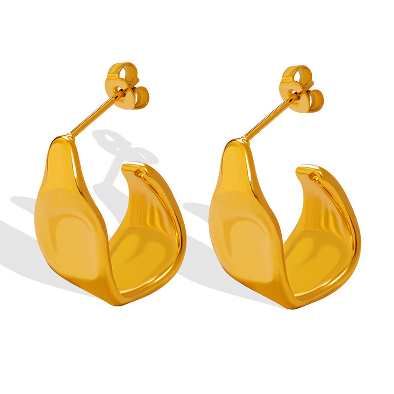18K Gold PVD Stainless Steel Irregular Shape Hoop Earrings