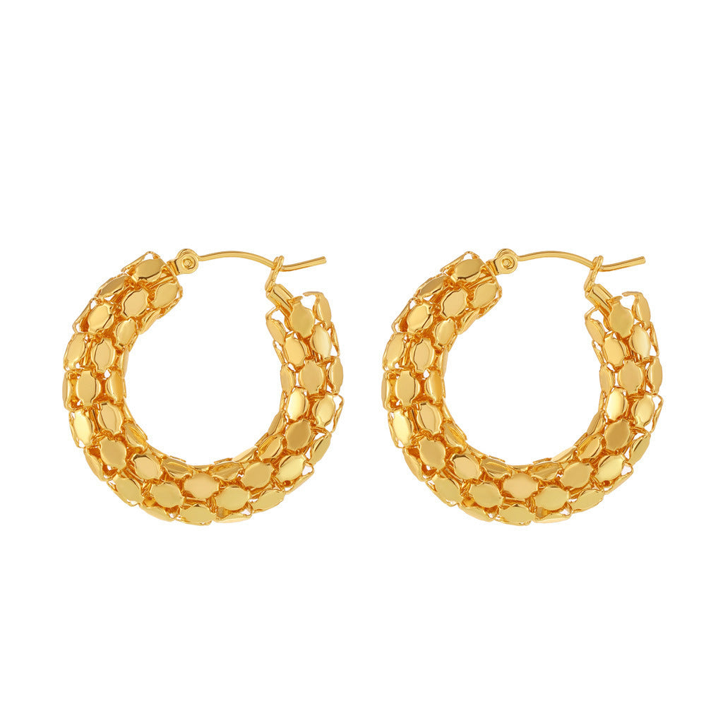 Stainless Steel Fish Scale Hoop Earrings