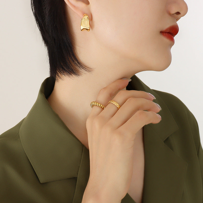18K Gold PVD Stainless Steel Irregular Shape Hoop Earrings