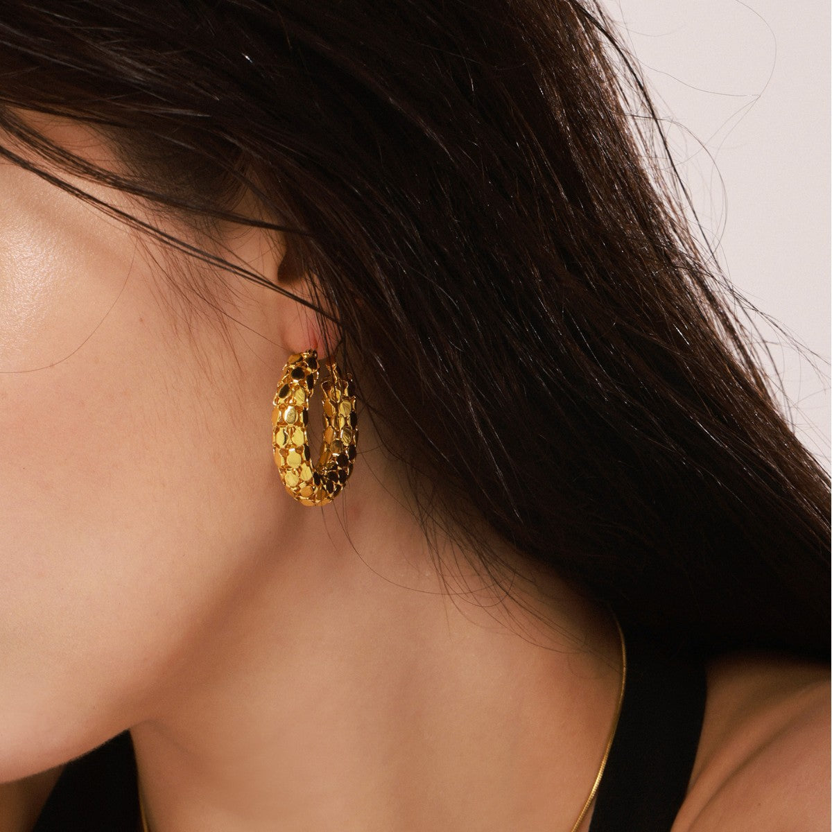 Stainless Steel Fish Scale Hoop Earrings