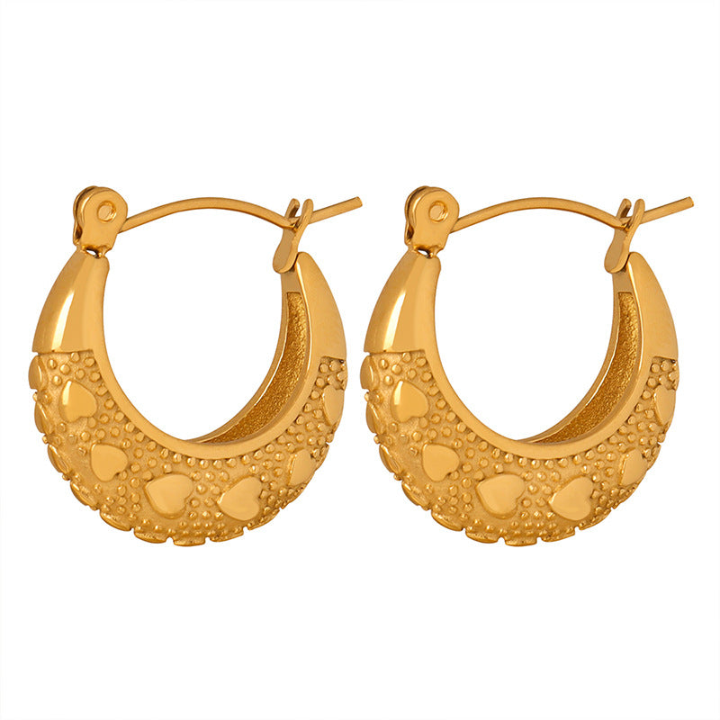 Stainless Steel Heart Hoop Earrings
