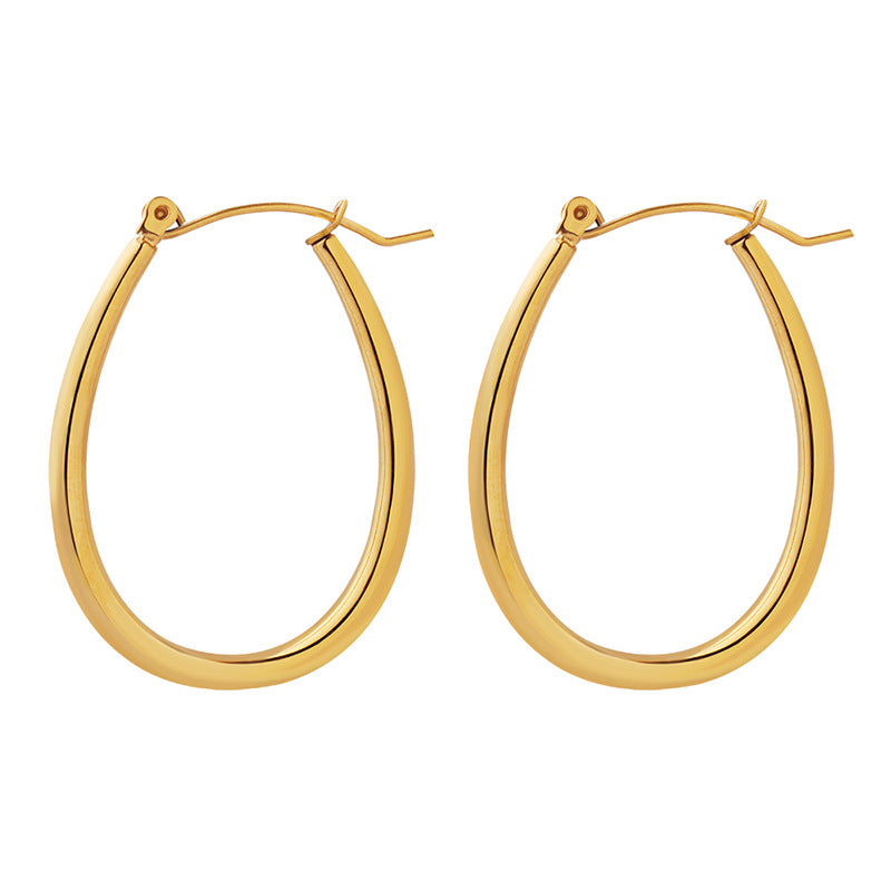 Stainless Steel Women's 18K Gold PVD Thin Hoop Earrings