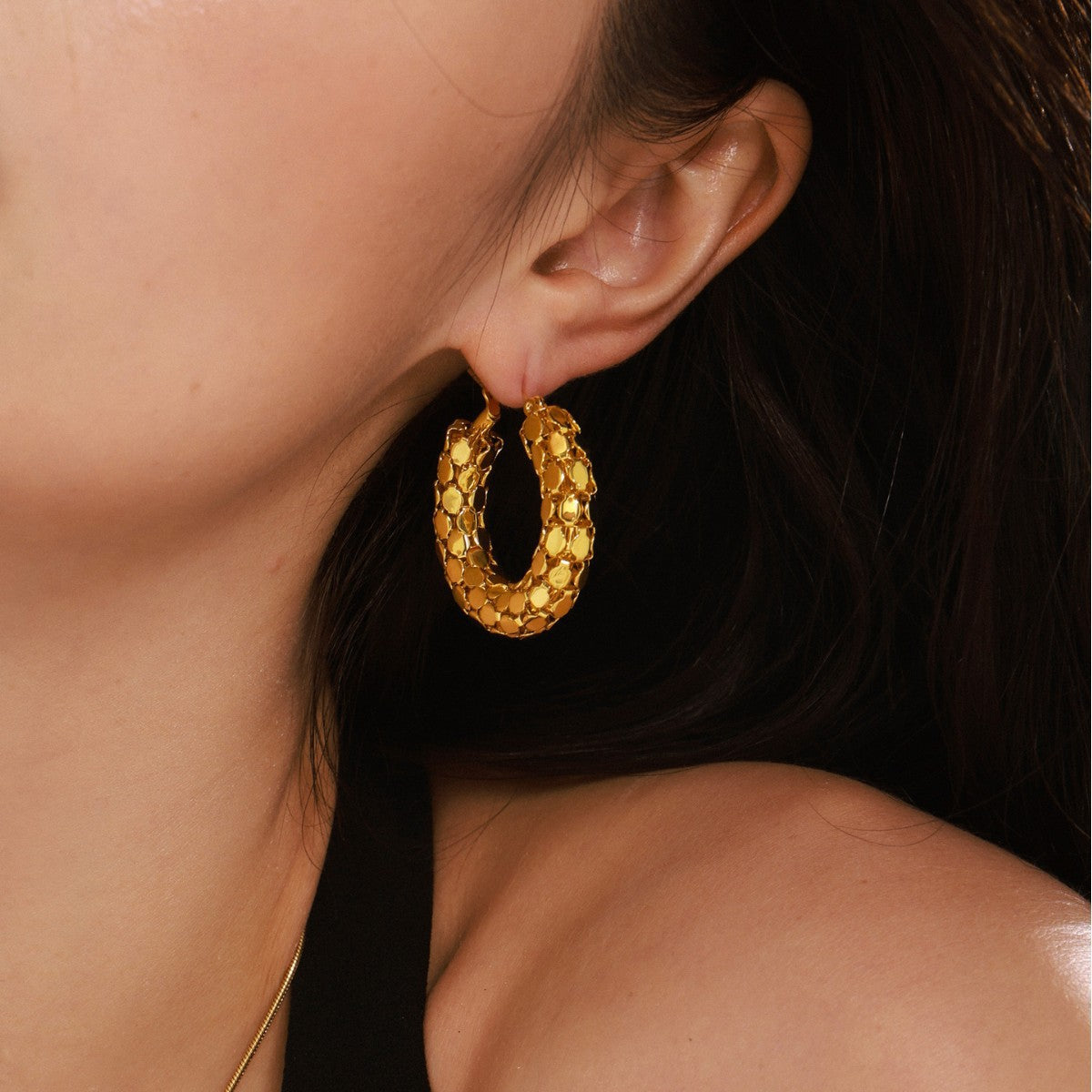 Stainless Steel Fish Scale Hoop Earrings