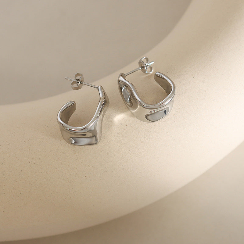 18K Gold PVD Stainless Steel Irregular Shape Hoop Earrings