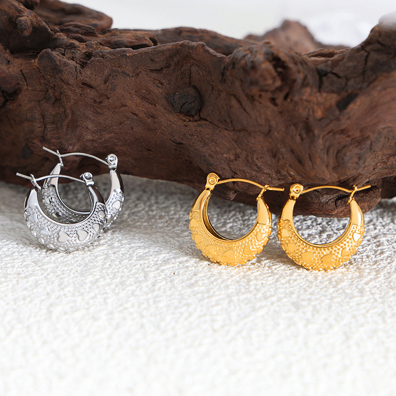 Stainless Steel Heart Hoop Earrings