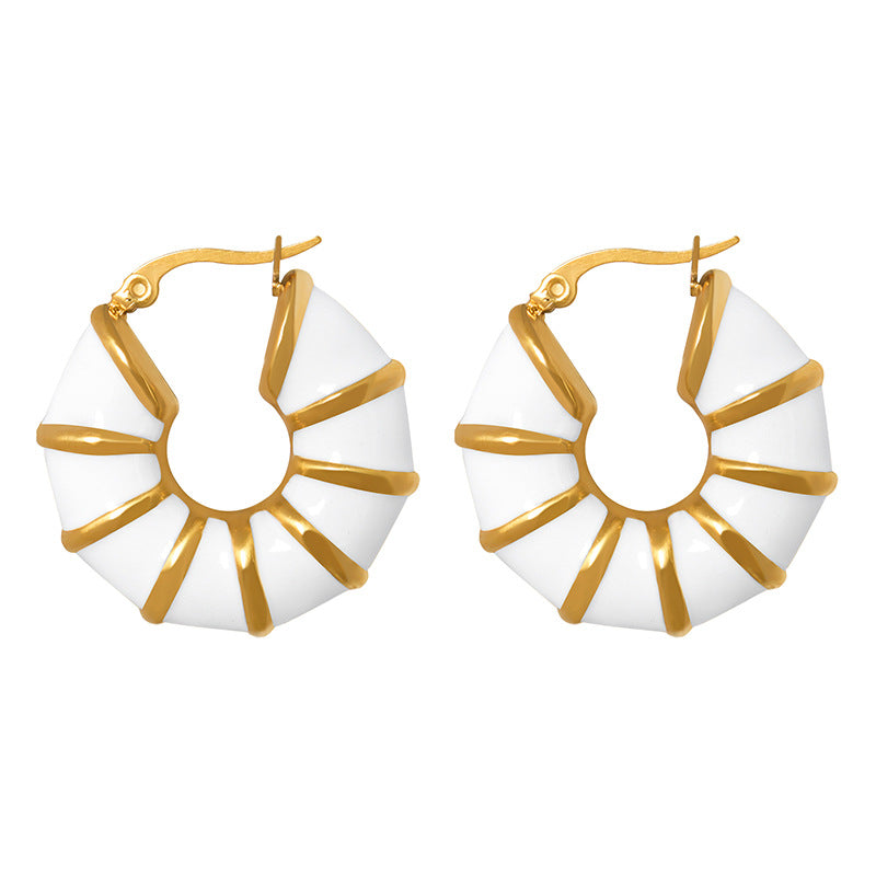 Enamel Drip Oil Embrace Stainless Steel Earrings