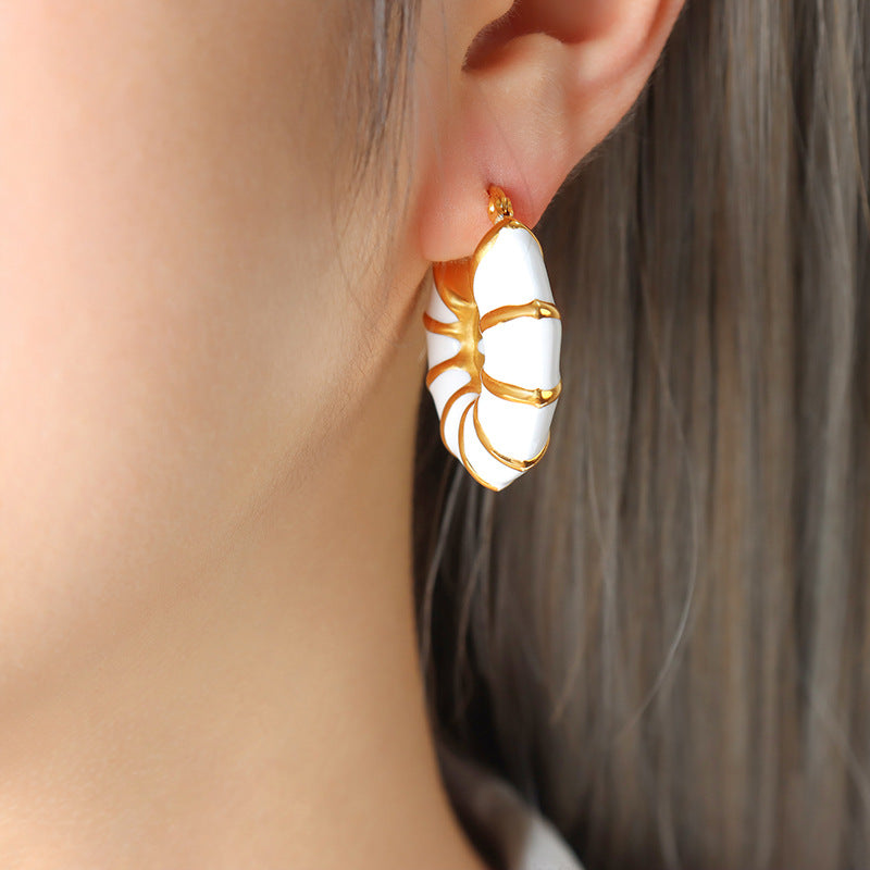 Enamel Drip Oil Embrace Stainless Steel Earrings