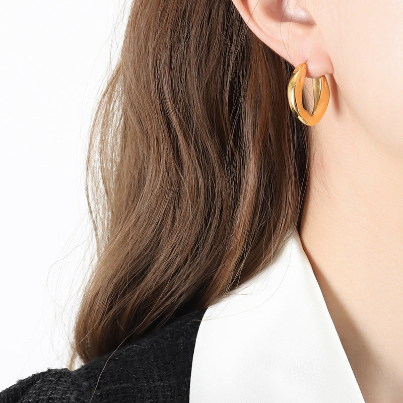 Irregular Hoop Stainless Steel Earrings