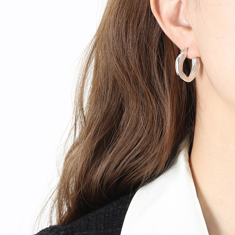 Irregular Hoop Stainless Steel Earrings
