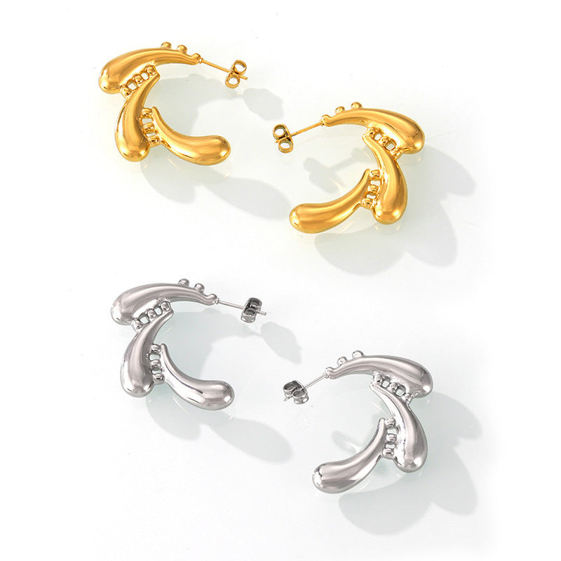 Stainless Steel Water Drop Swirl Stitching Earrings