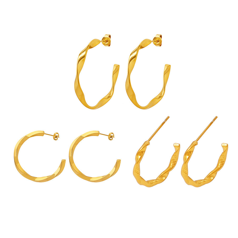 Twist Hoop 18K Gold PVD Stainless SteelEarrings