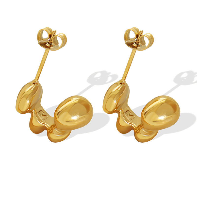 Irregular Spherical Stainless Steel Hoop Earrings