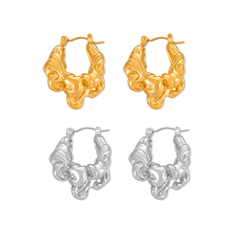 Stainless Steel Vintage Wire Knot Design Hoop Earrings