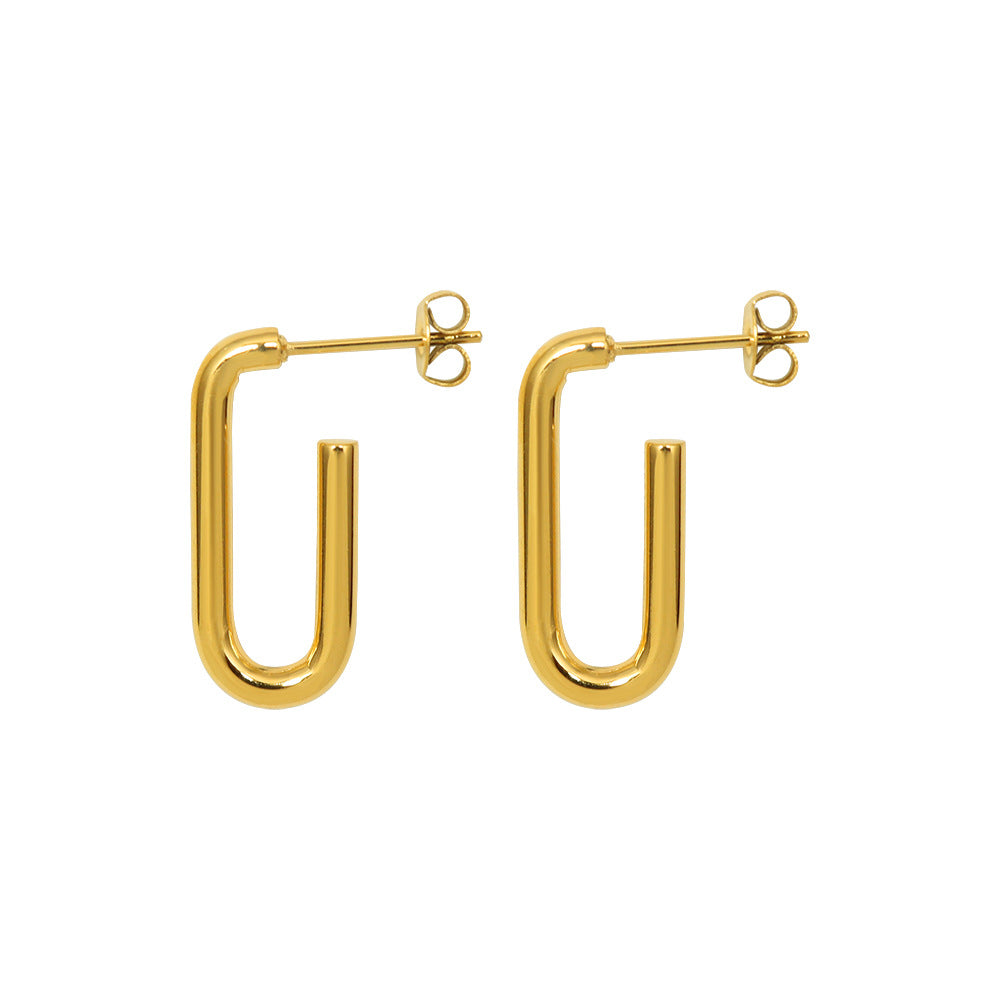 Minimalist Stainless Steel 18K Gold PVD Women's Hoop Earrings