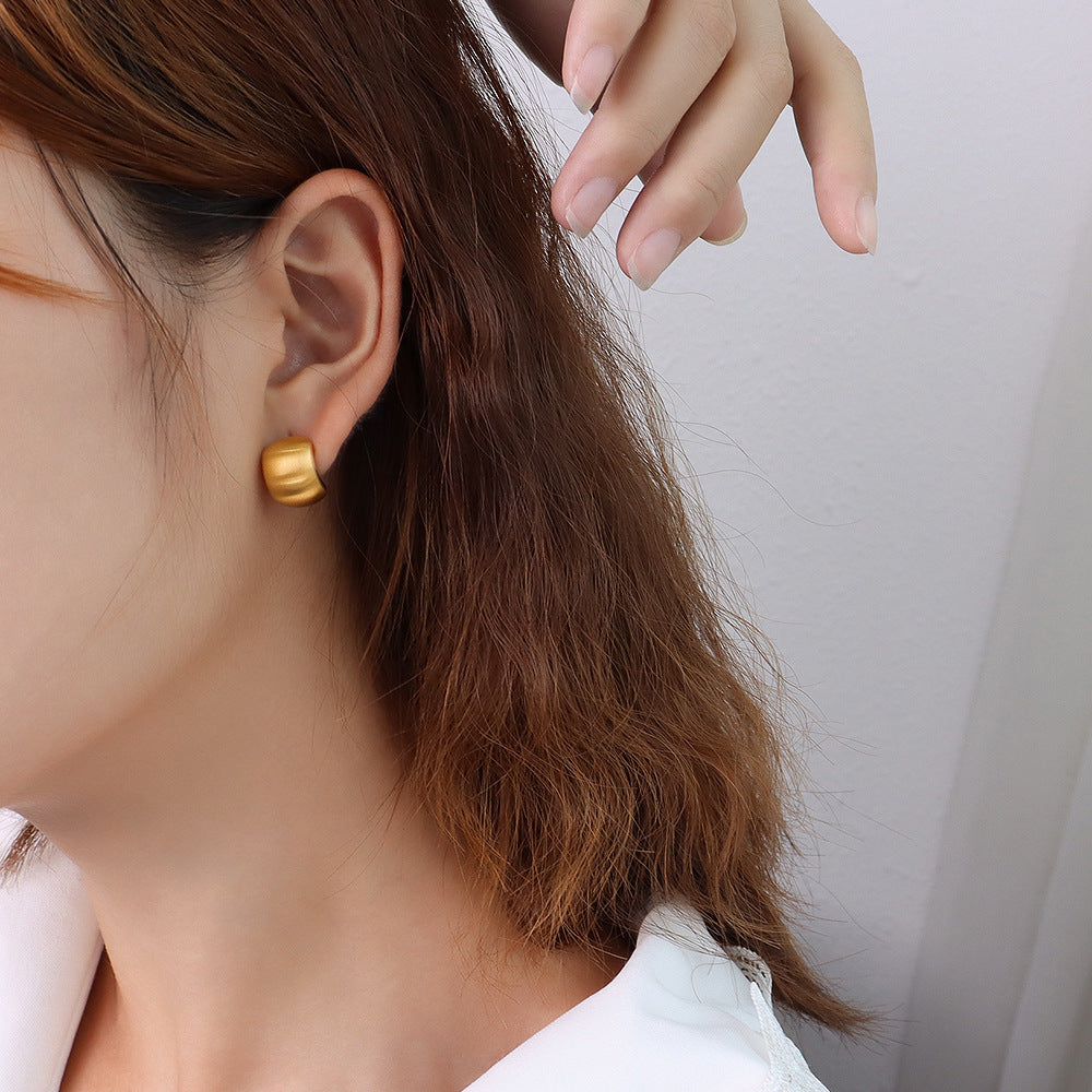 Stainless Steel Retro Women's Hoop Earrings