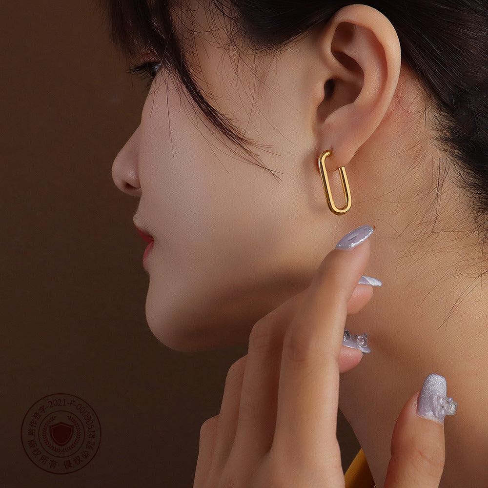Minimalist Stainless Steel 18K Gold PVD Women's Hoop Earrings