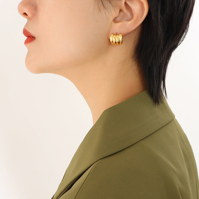 Banana Shape Stainless Steel Hoop Earrings