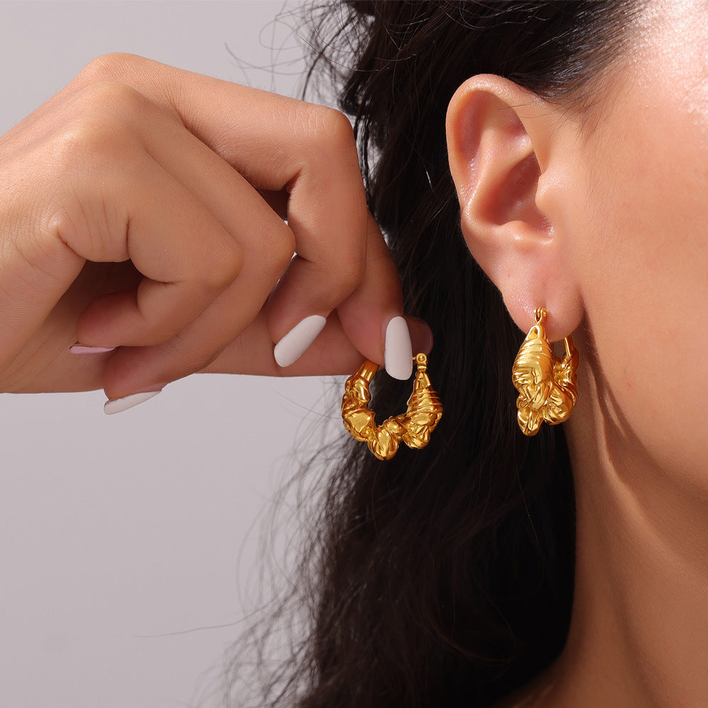 Stainless Steel Vintage Wire Knot Design Hoop Earrings