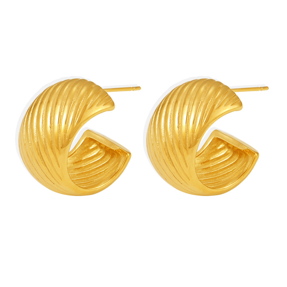 Stainless Steel Twill Women's Hoop Earrings