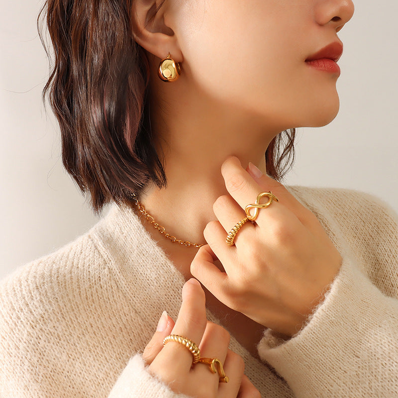 Stainless Steel Hollow Round Bead Earrings