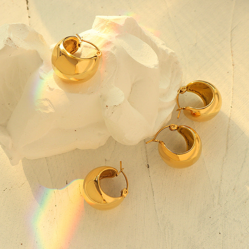 Stainless Steel Hollow Round Bead Earrings