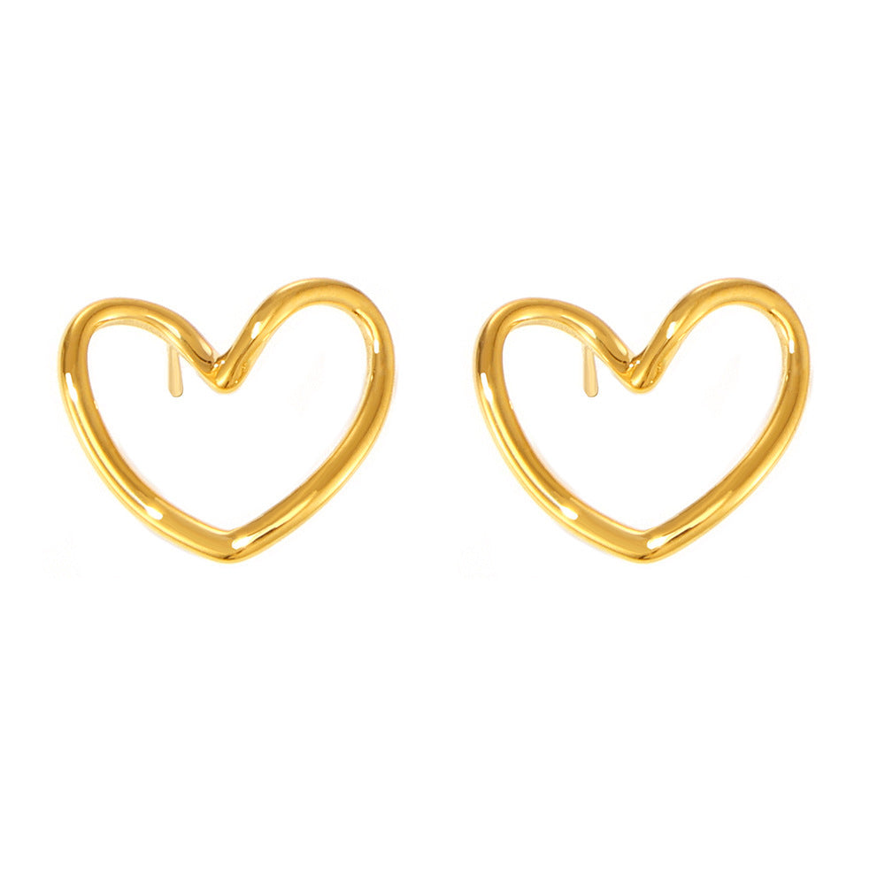 18K Gold PVD Stainless Steel Heart Stud Earrings