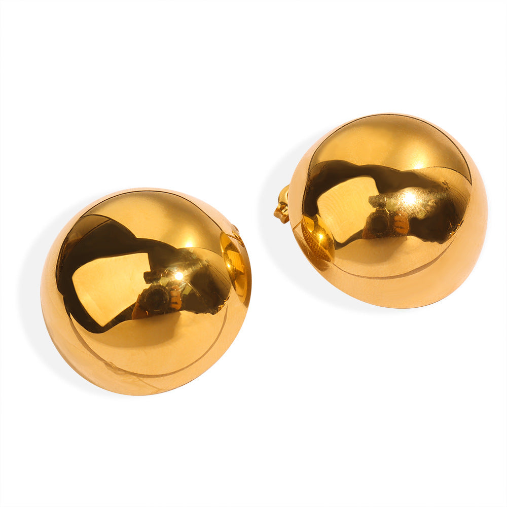 Polished Stainless Steel Round Stud Earrings