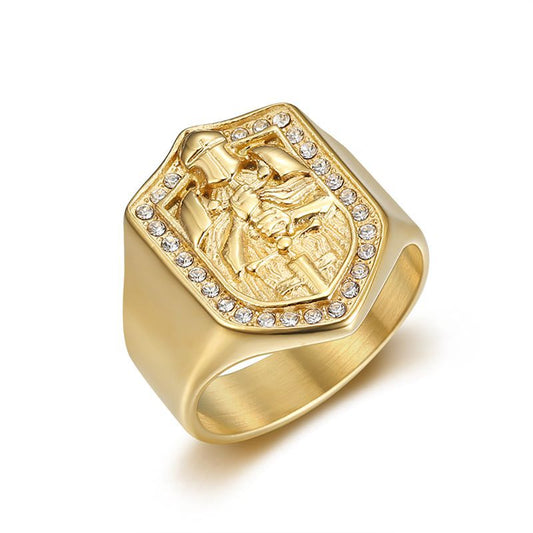 Stainless Steel Shield Templar Men's Ring