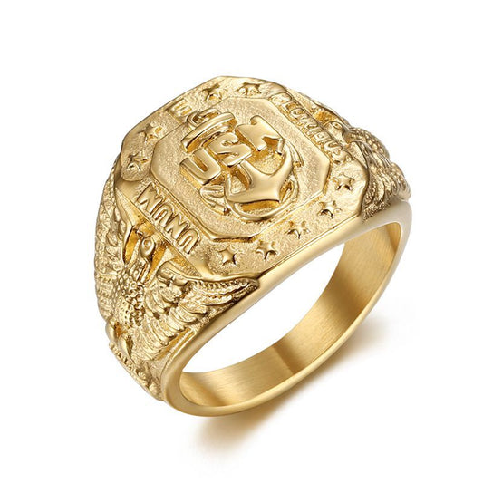 Navy USN Anchor Eagle Men's Ring