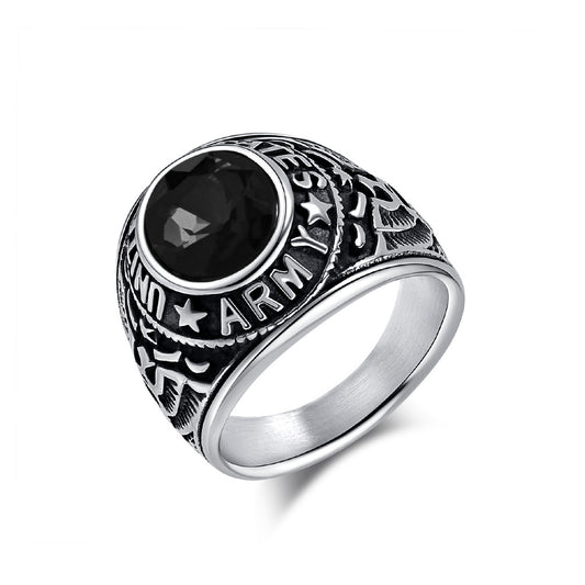 Marine Troops Inlay Gemstone Eagle Rings