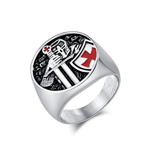Templar Shield Crusader Stainless Steel Ring